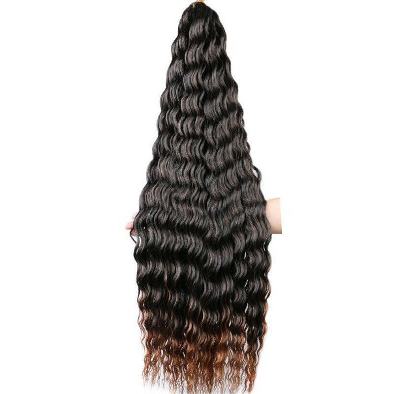 32″ Deep Wave Crochet Hair Braids Afro Curls Ocean Wave Braiding Hair Extensions