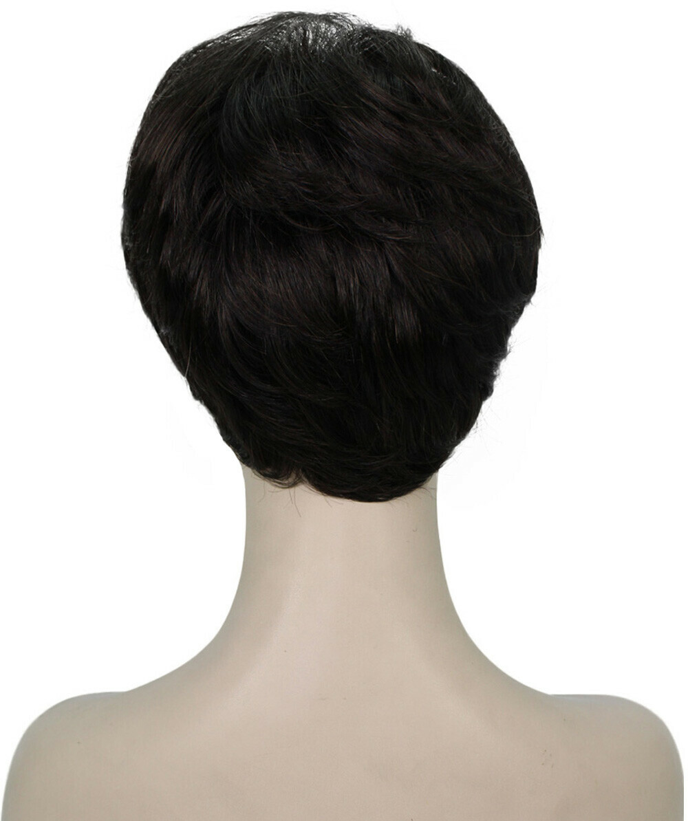 Ava – Straight Kanekalon Synthetic Fiber Full Wig, 1.5 – 4.5 in, Dark Brown
