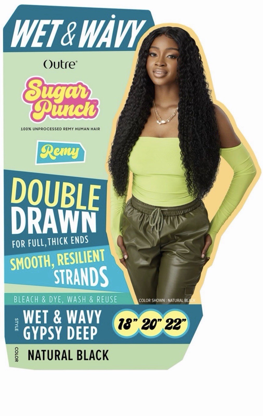 Outre Double Drawn Wet & Wavy Gypsy Deep Hair Extensions 18″ 20″ 22″ Black