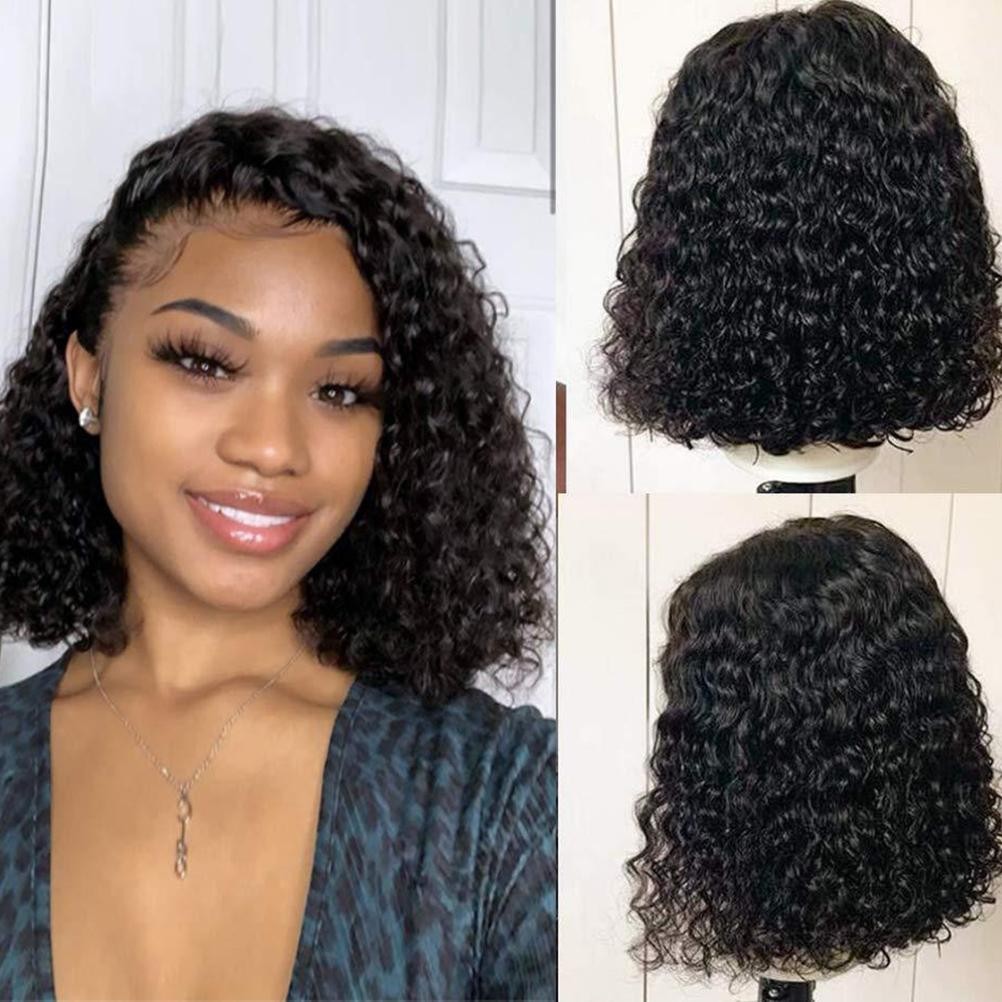 Wavy Wig Deep Wave Rose Net Wigs 14in Short Curly Lace Wavy Hair Wigs for Women