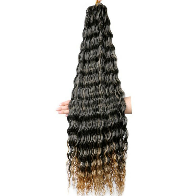 32″ Deep Wave Crochet Hair Braids Afro Curls Ocean Wave Braiding Hair Extensions