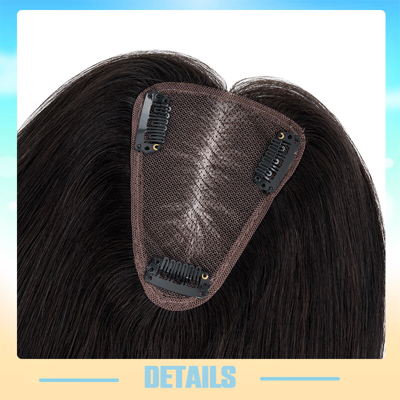 Full Lace Topper Clip in Real Remy Human Hair Toupee 8x10CM Hairpiece Free Part