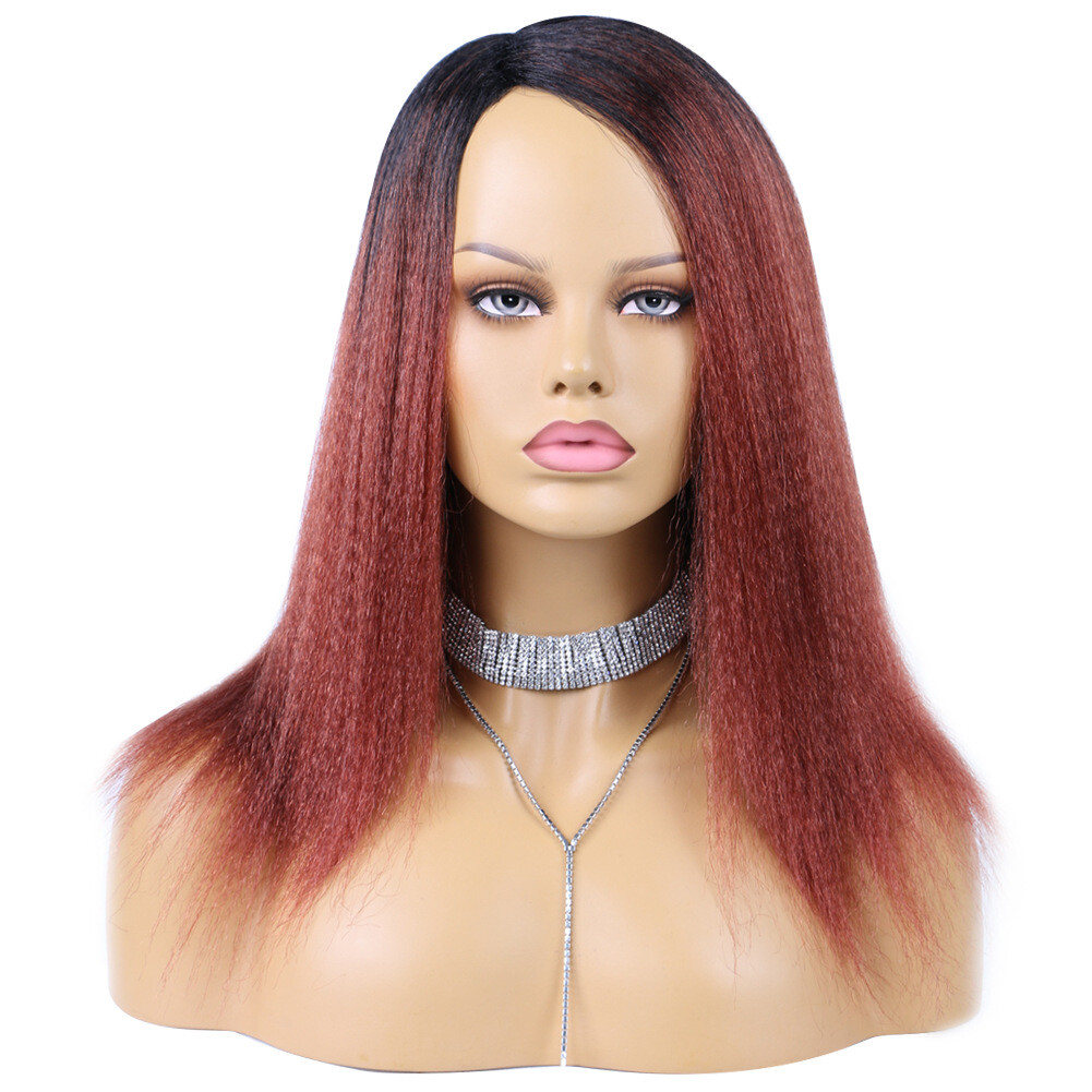 Synthetic Kinky Straight African YaKi Hair Dreadlock Curly Ombre Wig For Women