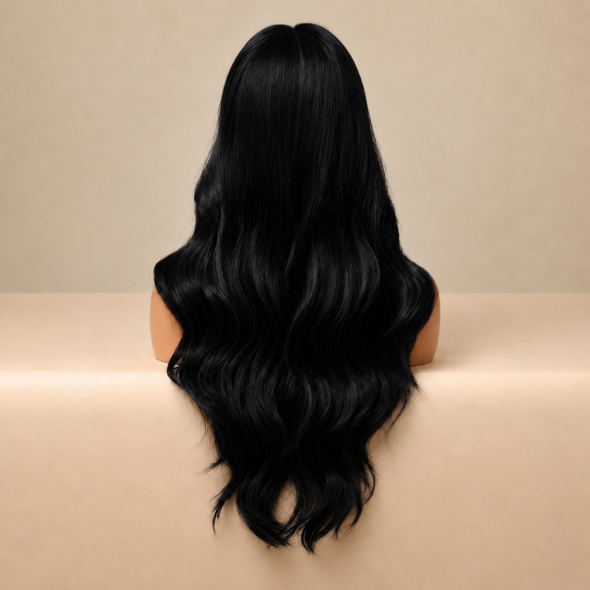 Black Synthetic Hair Heat Resistant Cosplay Wigs Layered Long Wavy