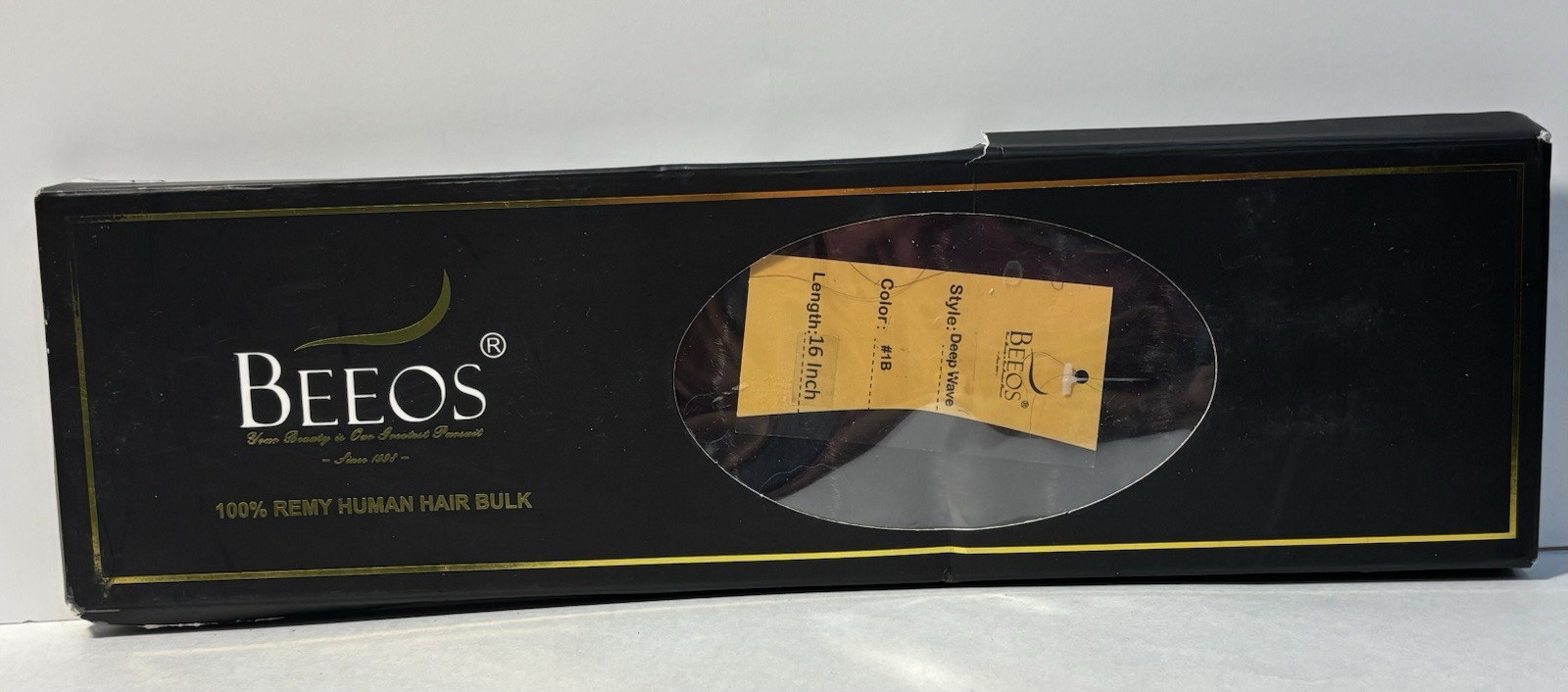 Beeos 100% Remy Human Hair Bulk Deep Wave 16 Inch Color 1B Natural Black