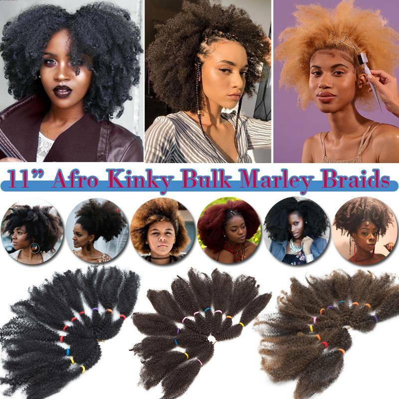 USA Afro Curly Kinky Bulk Braid Braids Hair Extensions Meag Thick Ombre Crochet