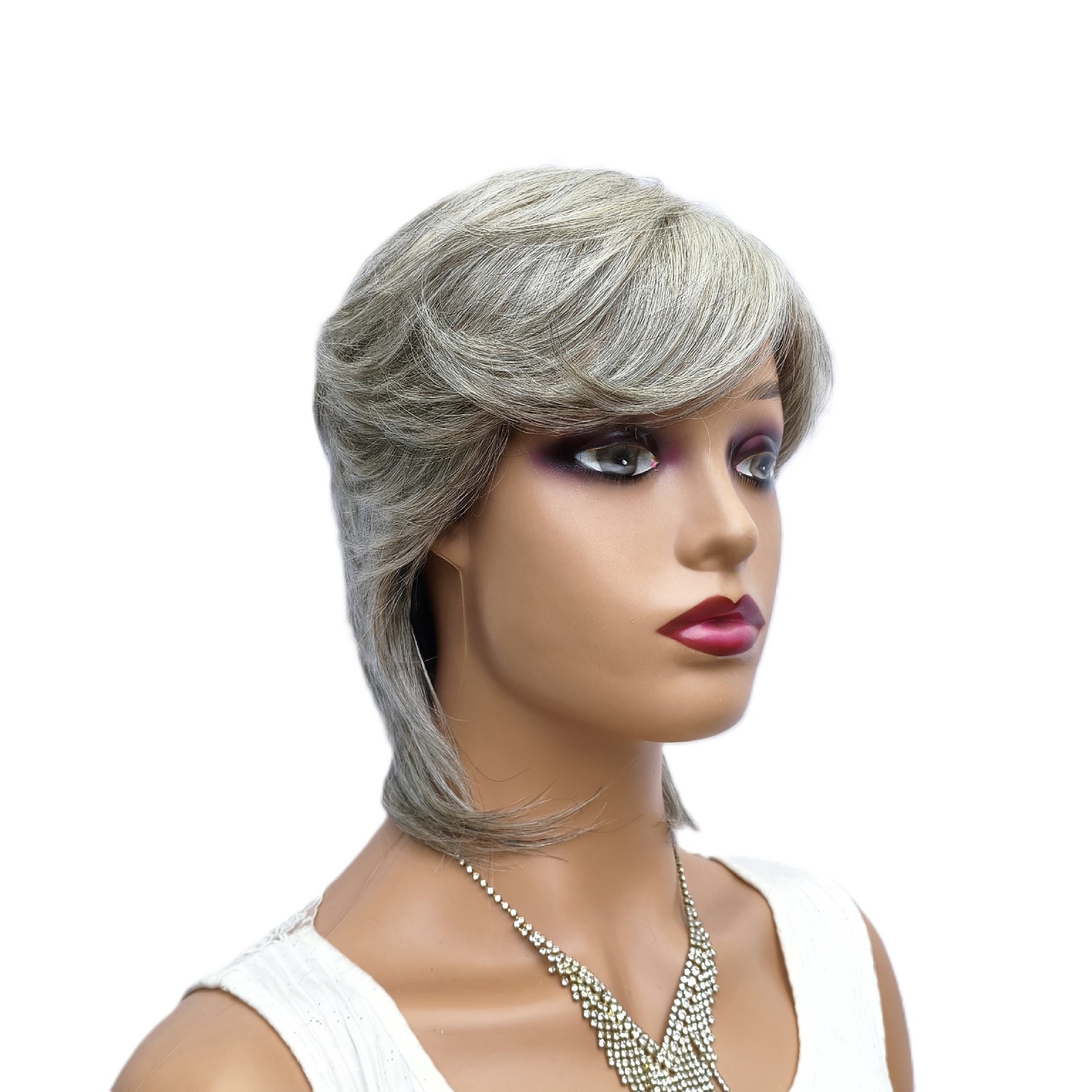 Non Lace Machine Made Full Wig Hair Salt and Pepper Gray Ready to