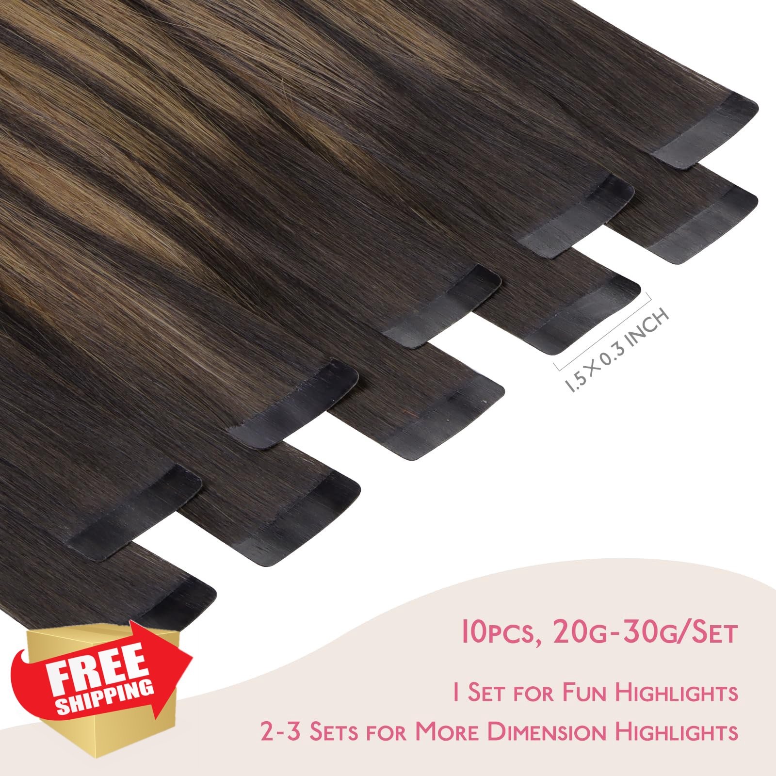 Wennalife Tape in Hair Extensions Dark Brown Chestnut 10 inch 20g 10pcs