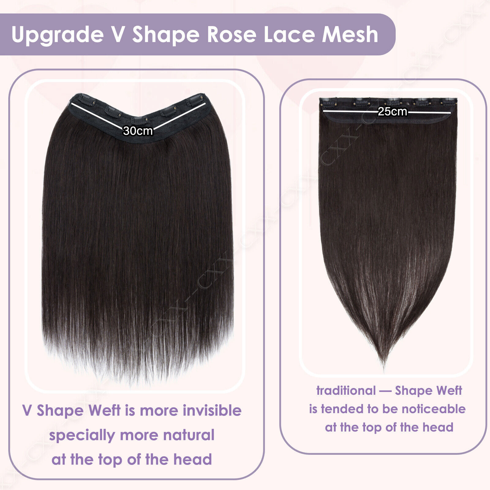 One Piece V Shape 100% Real Clip in remy Human Hair Extensions Highlight