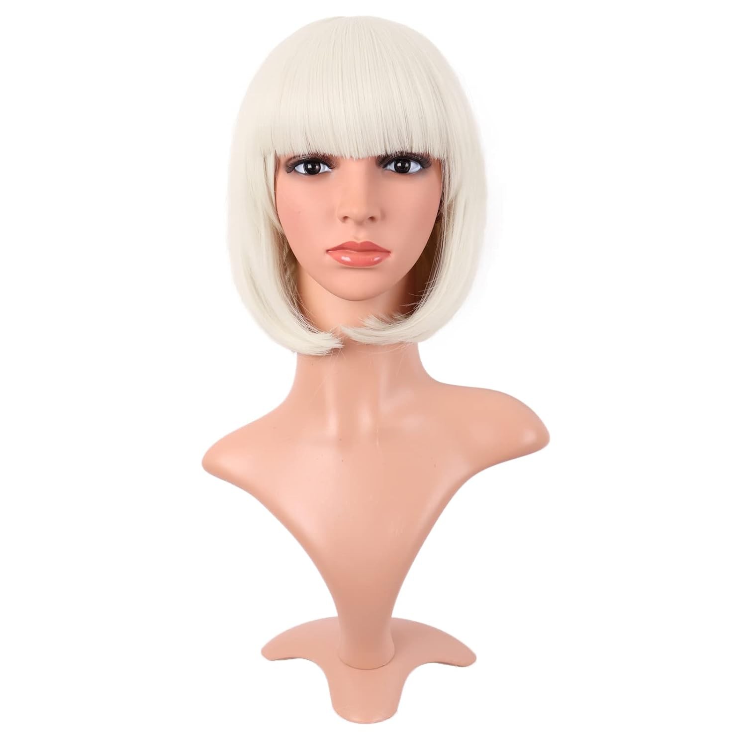 12 In/30cm Fashion Lady Short Straight Flat Bangs Bob Wig (Black)