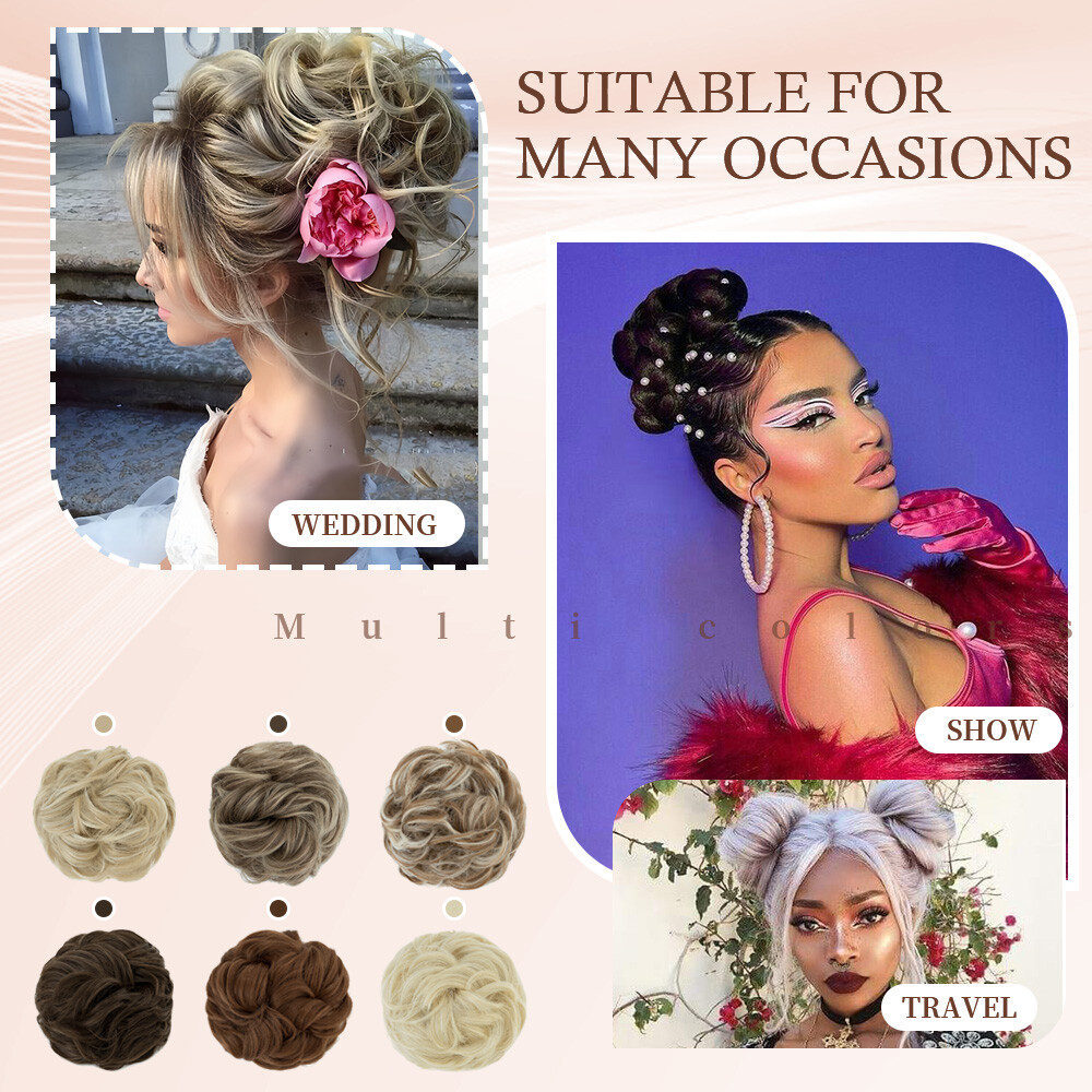 US Messy Curly Hair Buns Claw Clip Scrunchie Updo Hair Extension Clip in Chignon