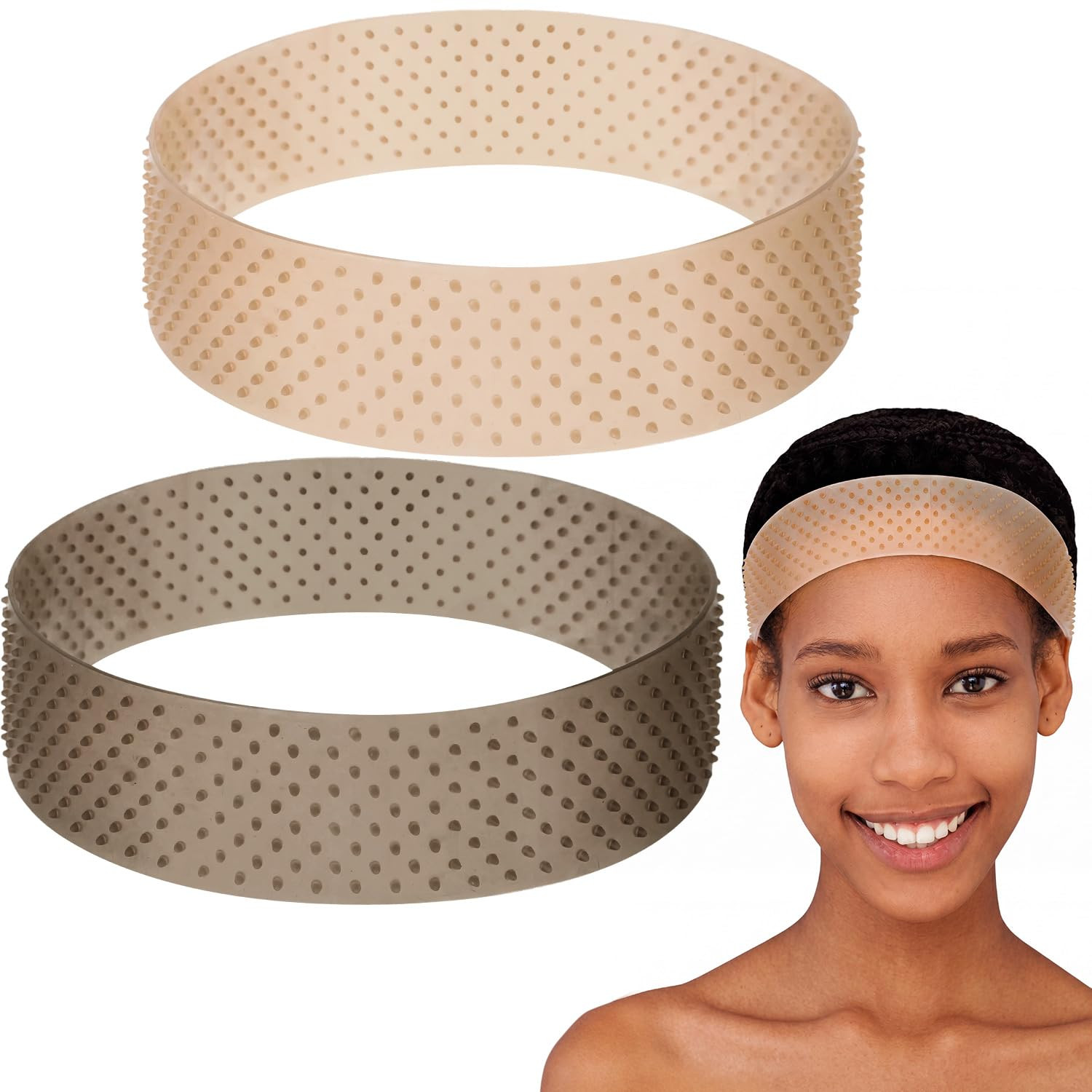 2 Pcs Silicone Wig Grip Band Snatch Proof Wig Band No Slip Silicone Headband Bul