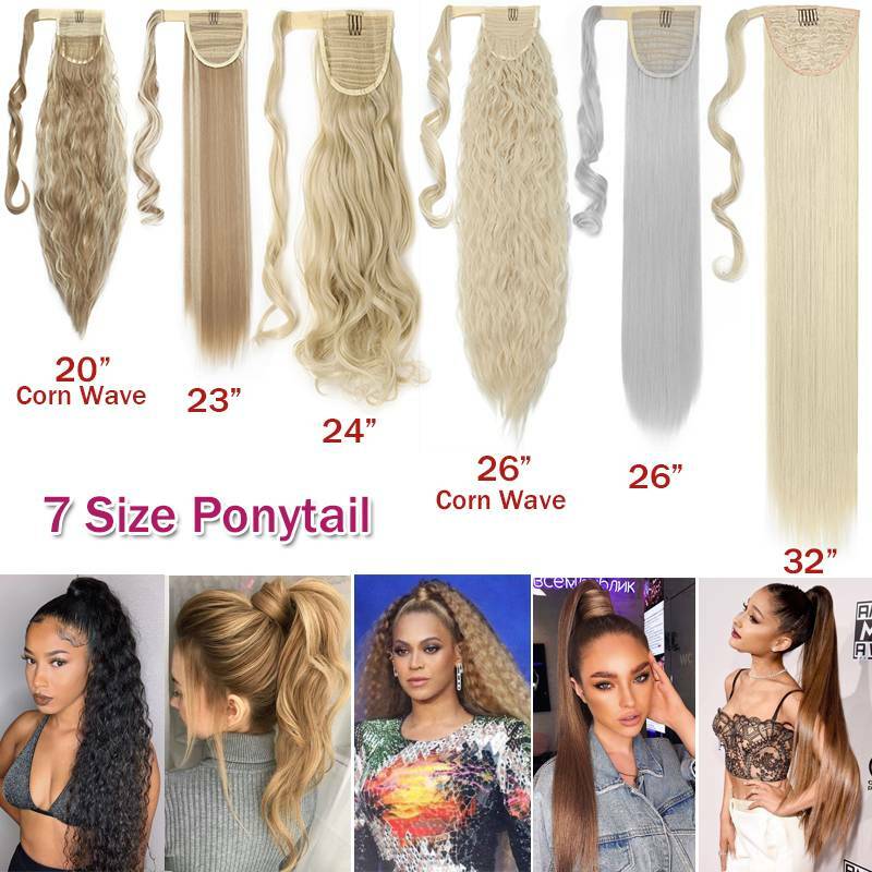 1PCS Hair Ponytail Clip In Hair Extensions Real as Human Wrap Around Pony Tail