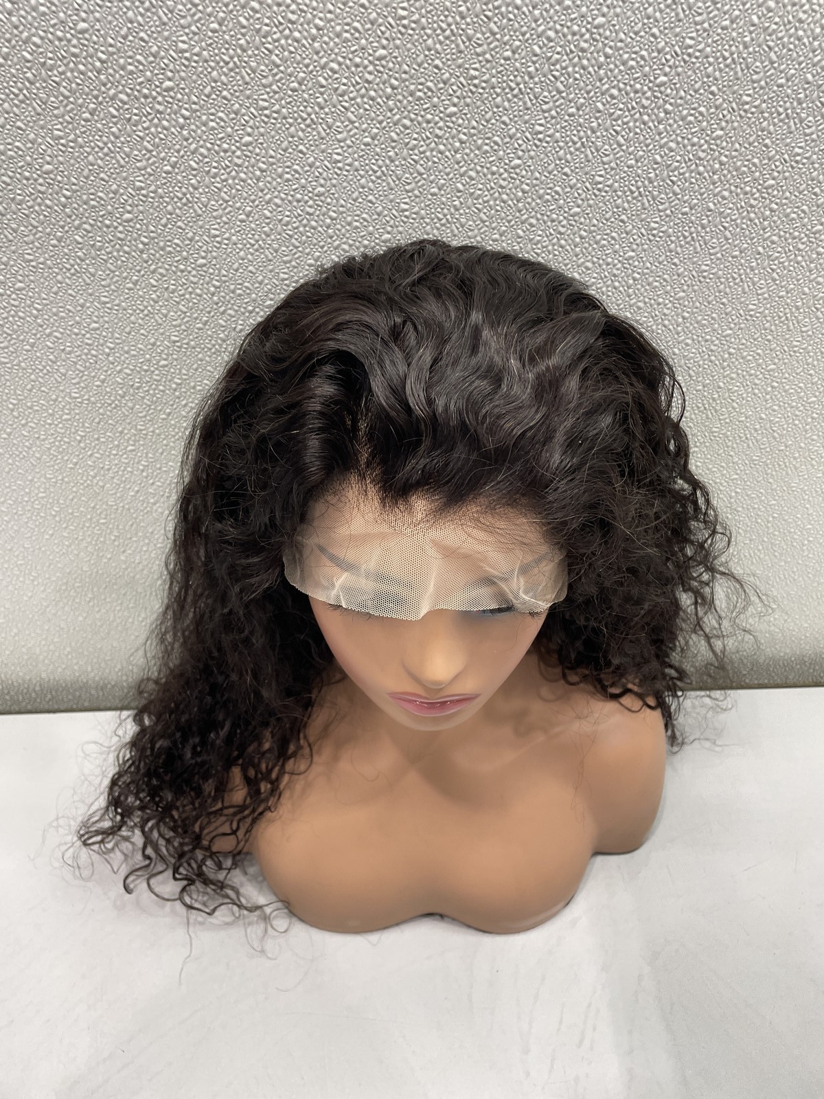 Natural Black Water Wave Human Hair Blend 13×4 Lace Front 180% Density Wig, 20″