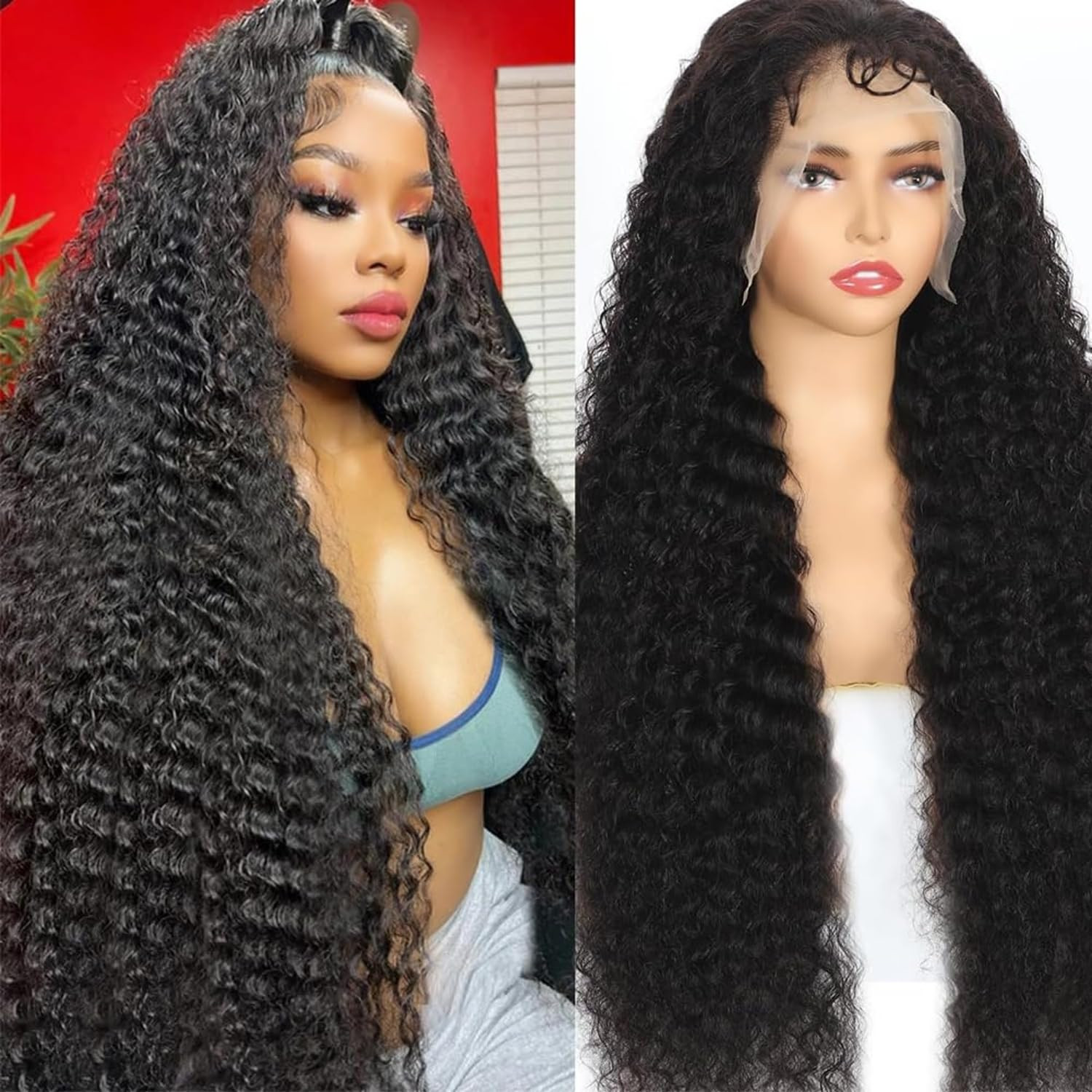 13X6 Water Wave Lace Front Wigs Human Hair 210 Density Wet and Wavy 13X6 HD Full