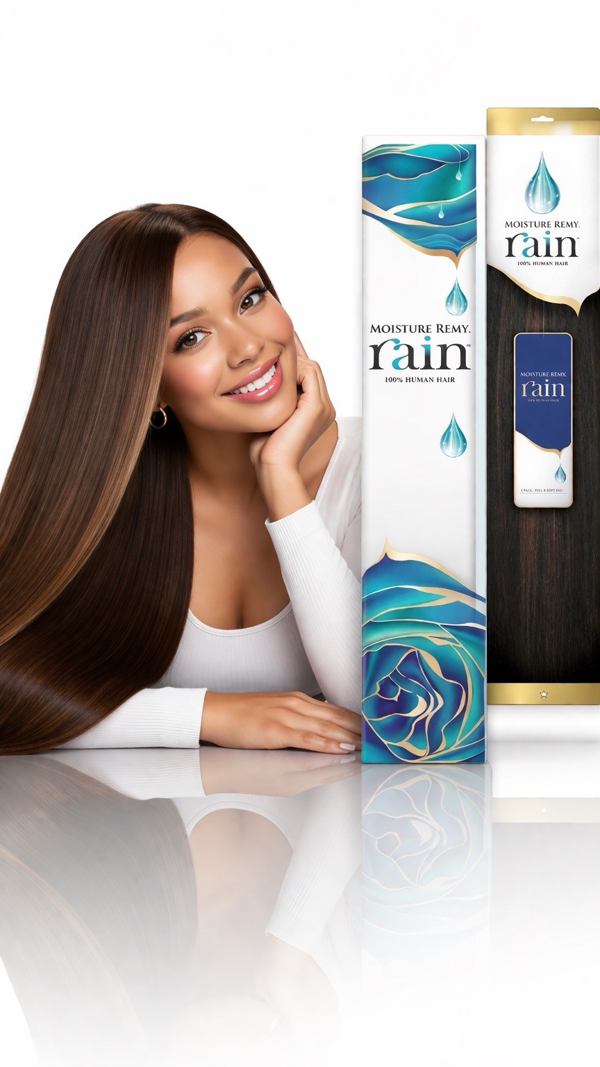 Rain Moisture Remy 100% Human Hair Straight Weaving Extensions 10S” – Color 1B