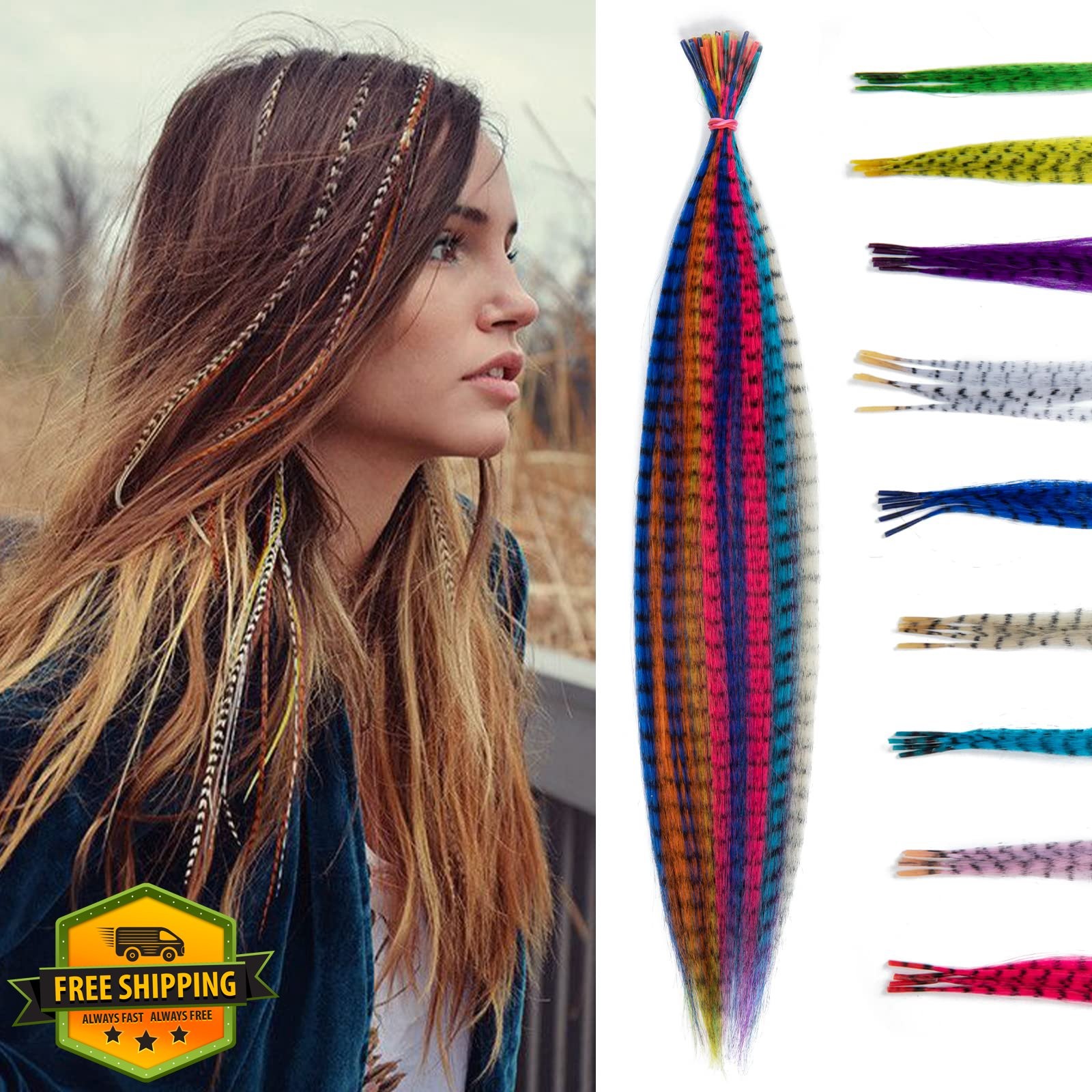 SARLA 50pc 16″ Feather Hair Extensions 10 Colors