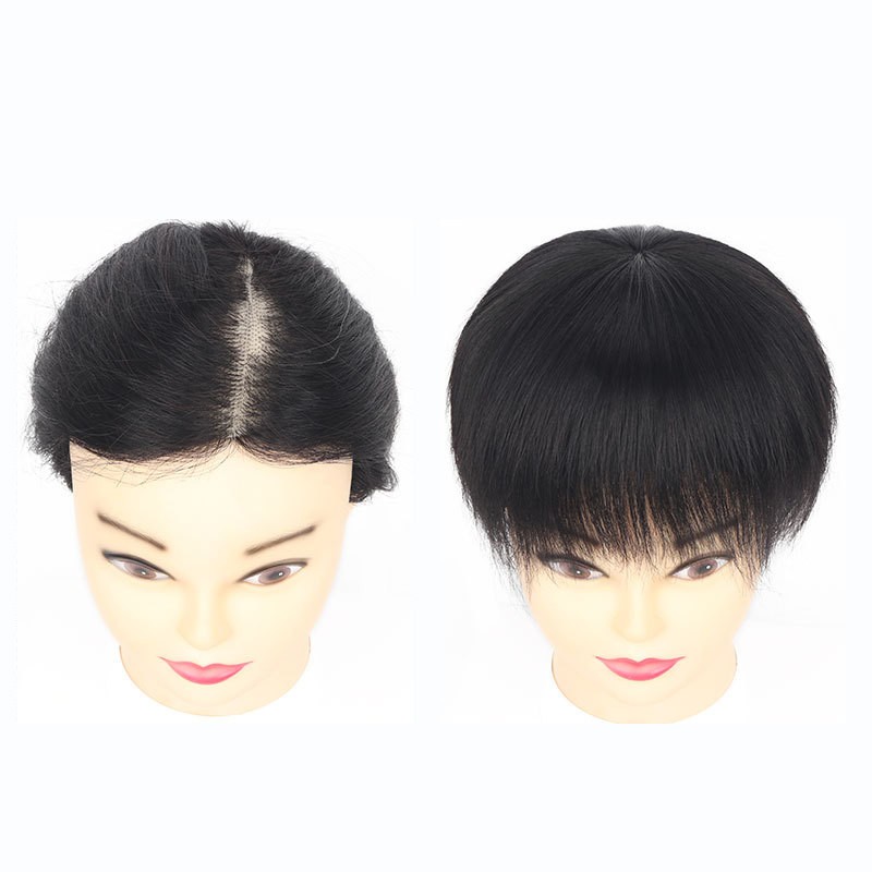 Silk Base Straight Clip In Human Hair Toppers For Loss Thin Hair Replacement
