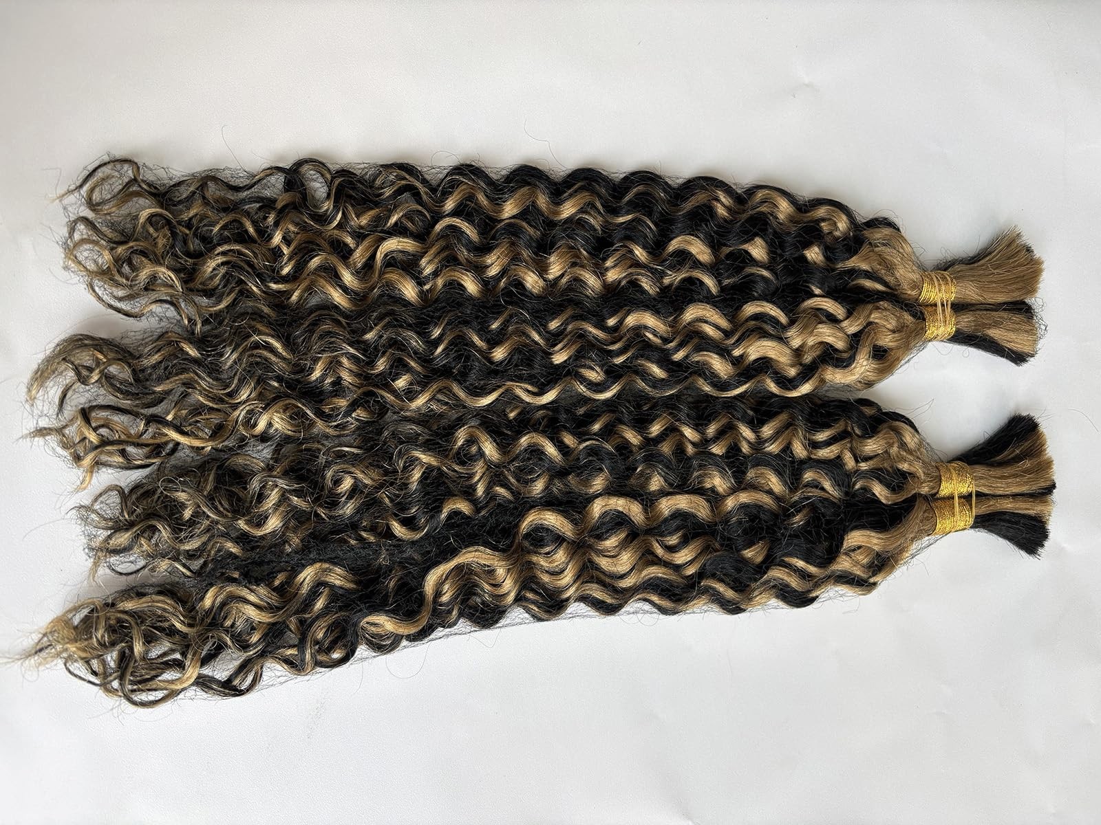 Licoville Boho Human Hair For Braiding Curly 1B/27 Highlight Honey Blonde Human