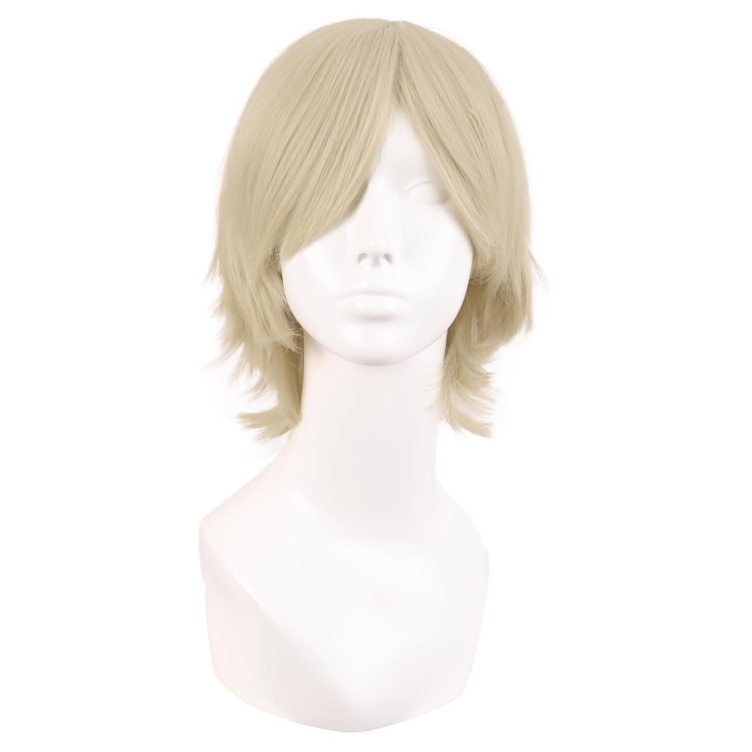 12 Inch/30 cm Men Women Short Straight Side Bangs Cosplay Costume Wig Blonde