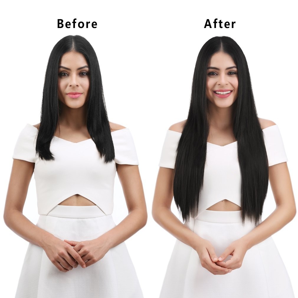 Multi-Length 20″ 22″ 24″ Long Straight Synthetic 4 PCS Set Thick Clip in on H…