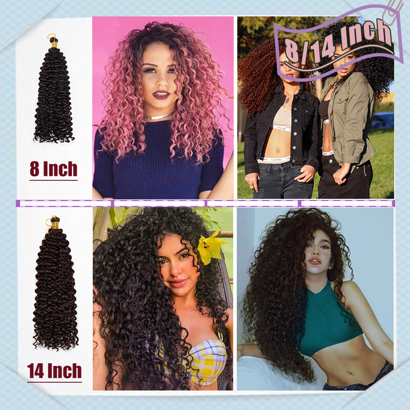 Afro Deep Water Wave Packs Crochet Braids Hair Extensions Kinky Curly Hairpiece