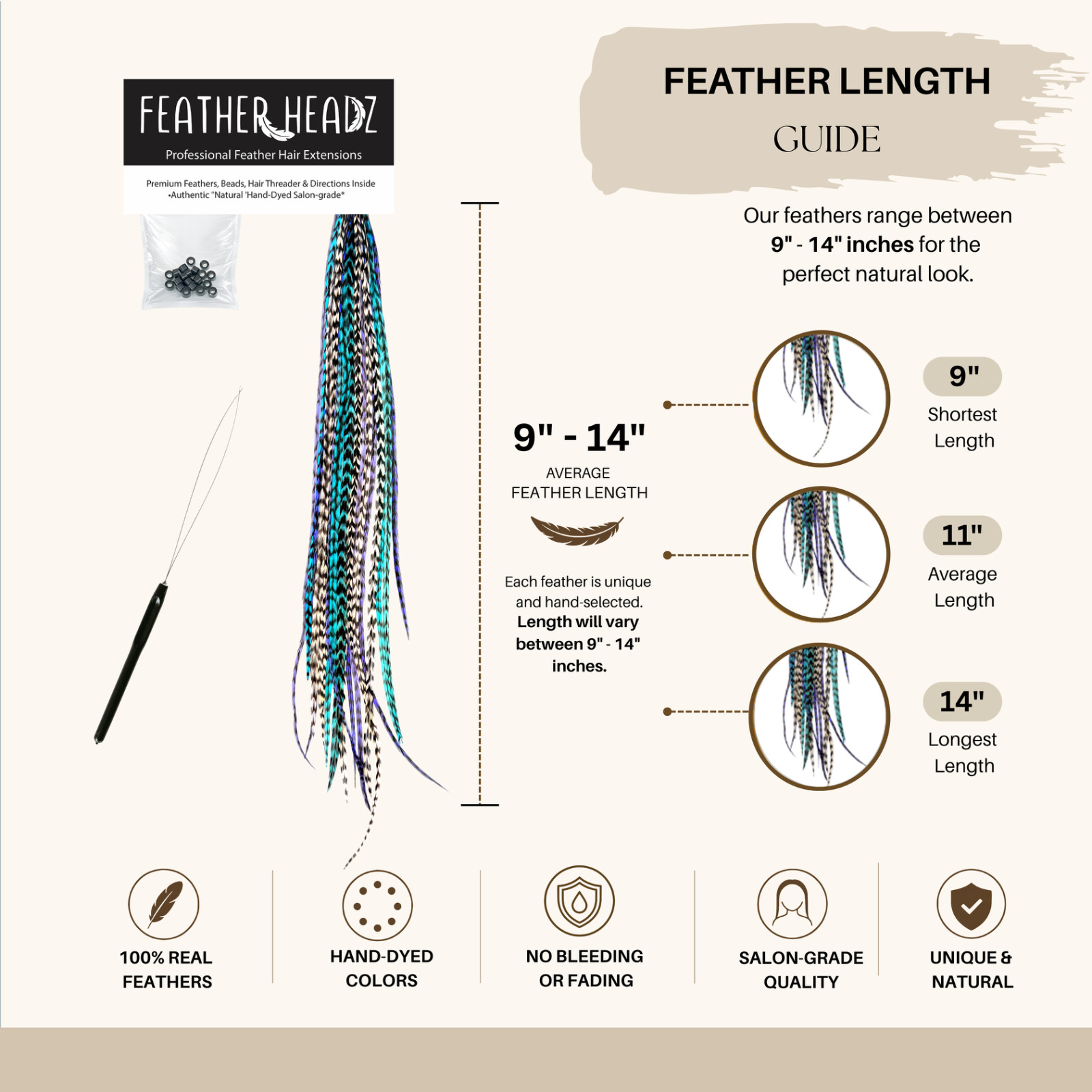 WHOLESALE 50pcs. Purple/Blue MIX 10-14″ Feather Extension,Whiting Farms,DIY Kit