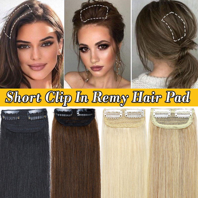 Short Mini Clip In 7A Remy Human Hair Extensions Short Hairpiece Hair Pad Thick