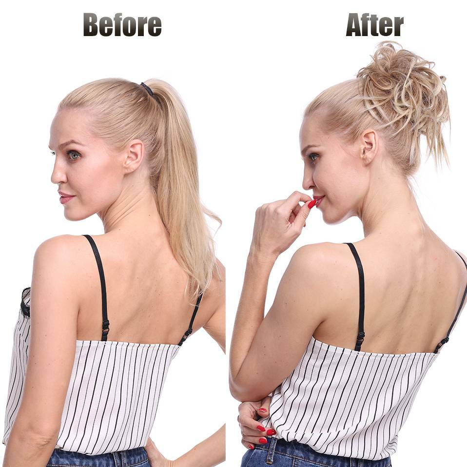 100% Real X-Large Messy Bun Hair Piece Scrunchy As Human Hair Extension Ponytail