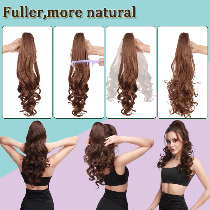 Claw Clip Ponytail Hair Extensions Real As Human Pony Tail Long Wavy Hairpiece