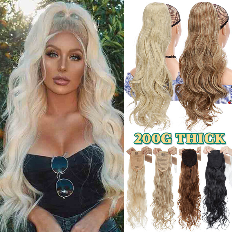 24 inch Drawstring Ponytail Clip in Thick Head Hair Extensions Thick As Human v3