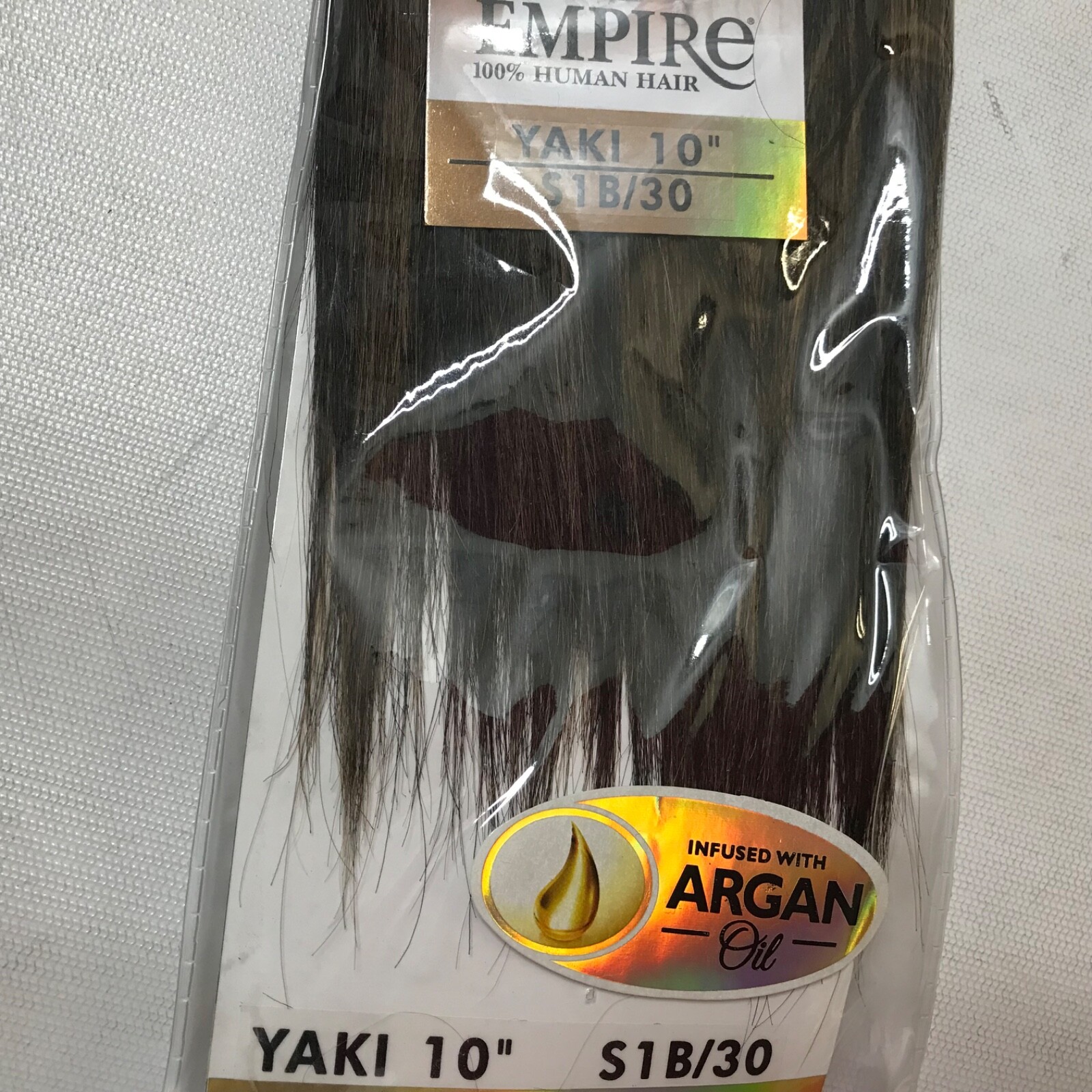 (1) Pack Sensationnel Empire Human Hair Yaki 10” Color S1B/30 Infuse/Argan Oil