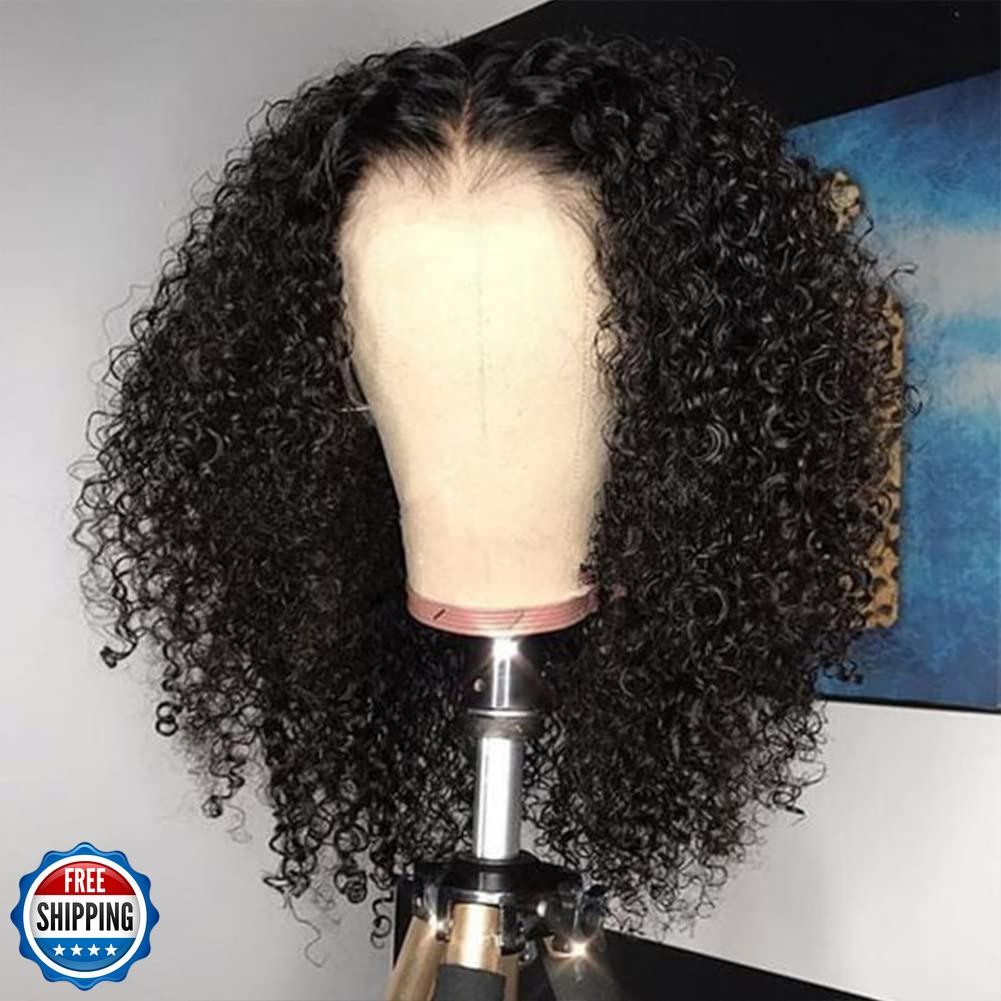 Skouty Bob Wig Human Hair Afro Kinky Curly 13×4 Frontal Lace Wig Human Hair 1