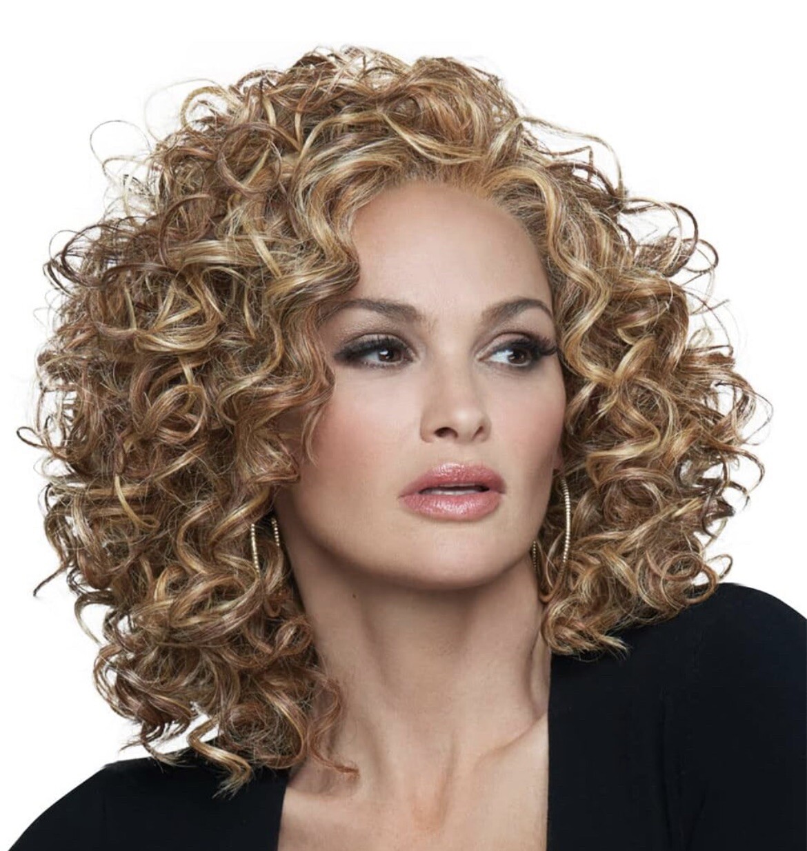 Click Flash Curly Chin Length Wig, Average Size Cap, RL10/22SS Iced Cappuccino