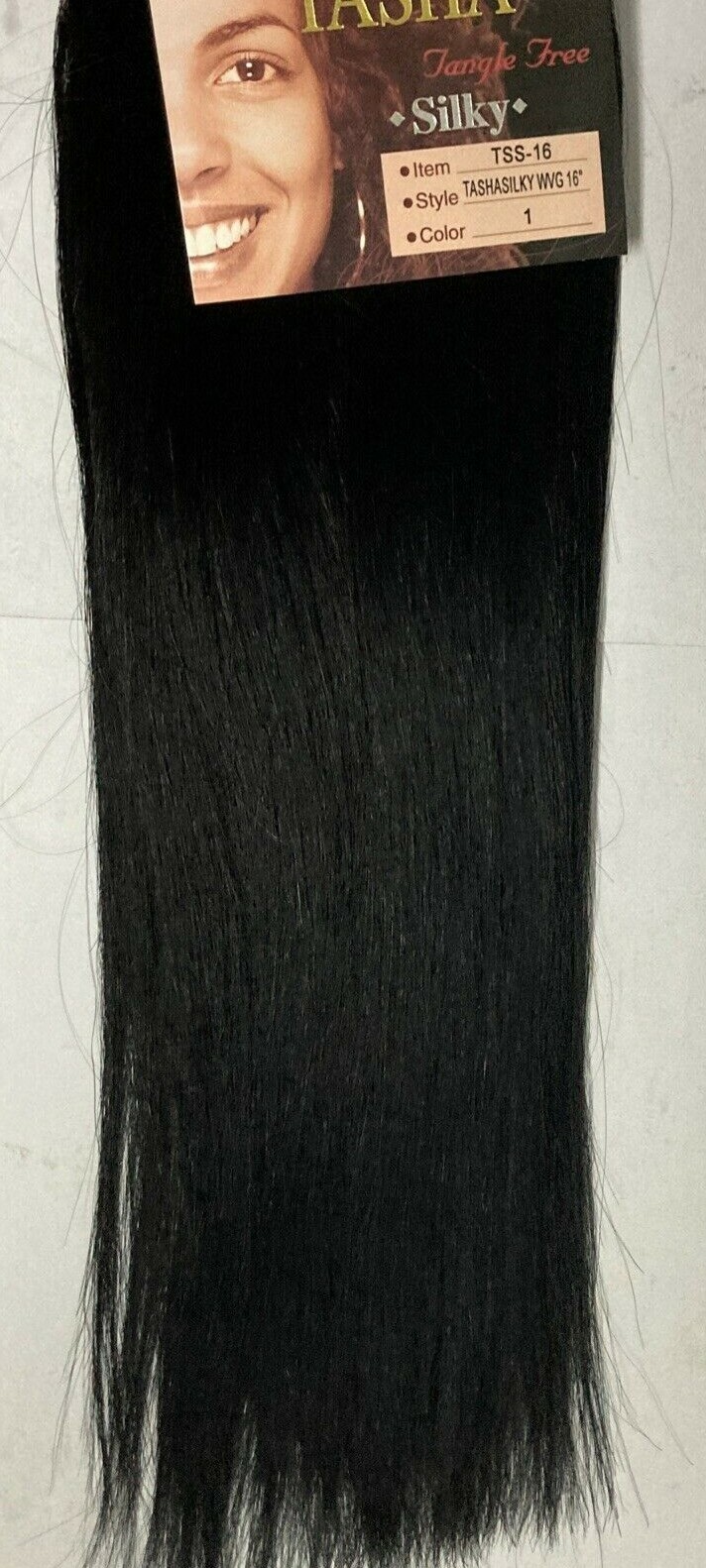 1 Pack 16″ TASHA Premium Quality 100% Human Silky Weave Extension Hair Color # 1
