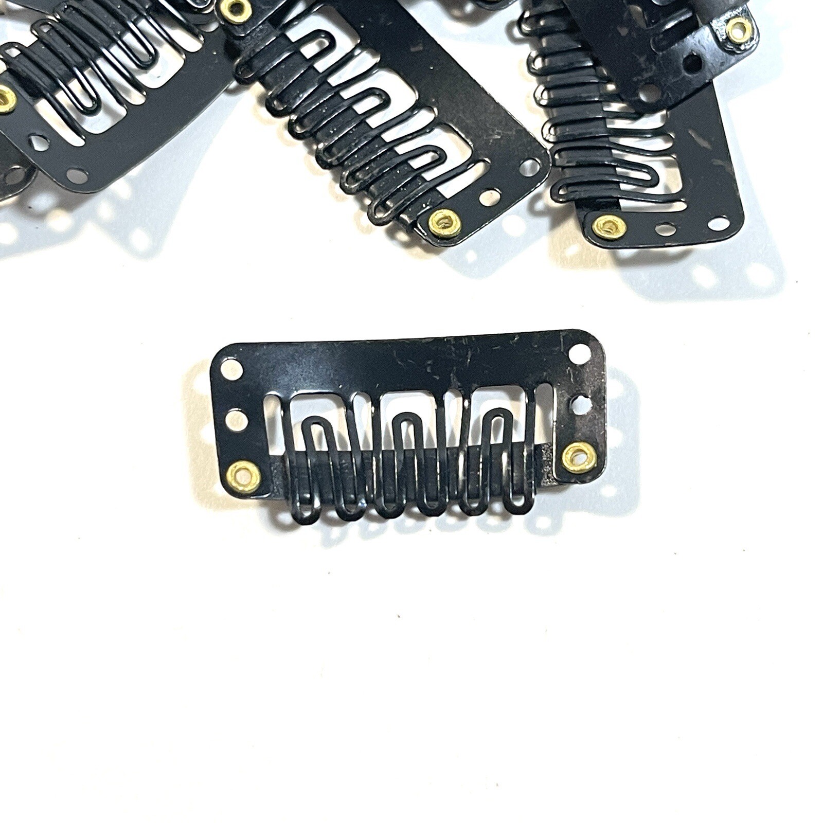 10 Hair Extension Clips Snap Wig Clips for Hair Pieces Black Clip On Extensions