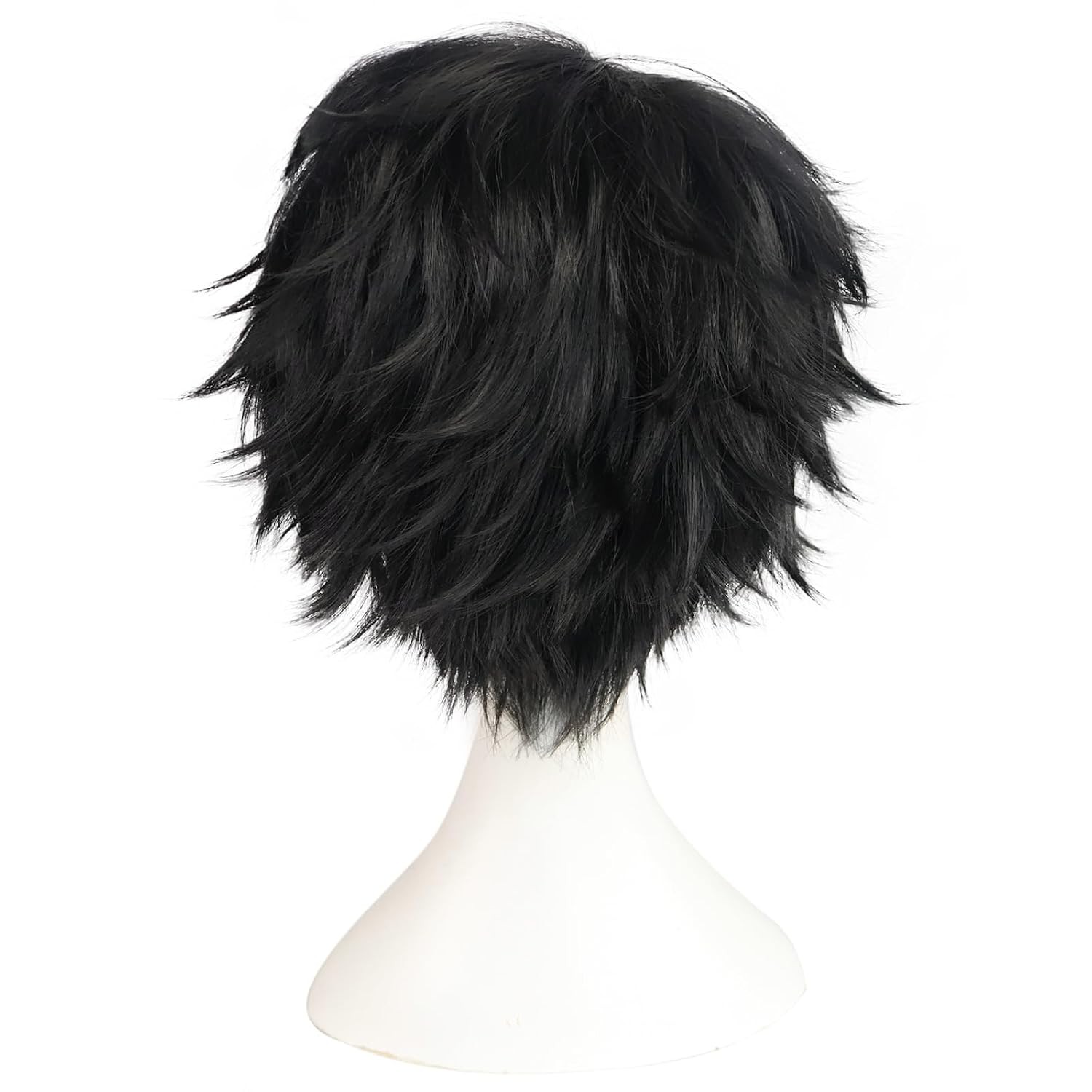 +Hair Cap Short Messy Wig for Men Short Messy Wig Synthetic Anime Hair Black