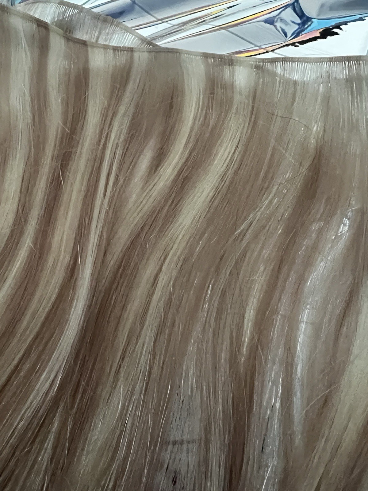Blonde With Highlights Infinity Hair Extension Weft 22 Inch Long