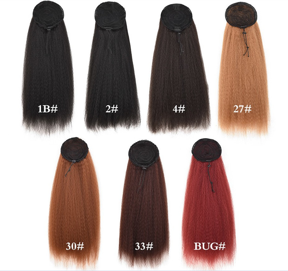 22″ Drawstring Natural Yaki Ponytail Kinky Real THICK As Human Hair Extensions
