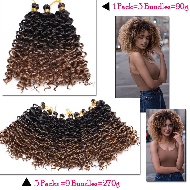 Curly Kinky Deep Wave 3 Bundle Thick Afro Crochet As Human Hair Brazilian 90g US