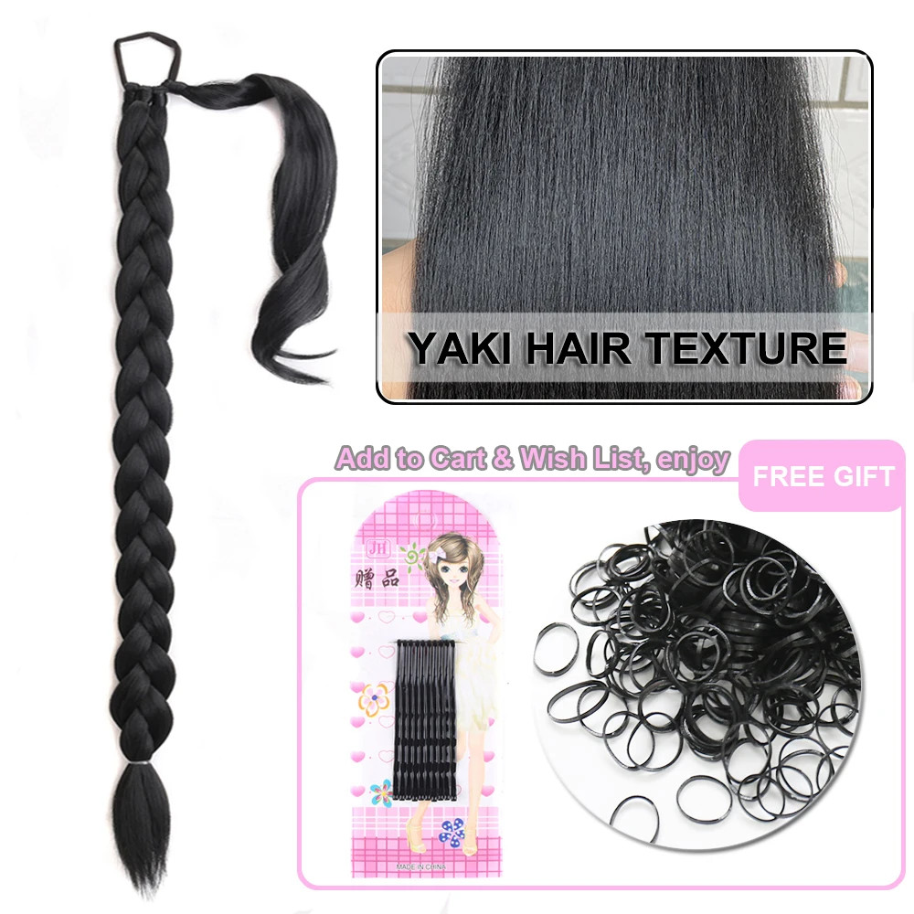 Black Brown Blonde Braided Ponytail Extensions Synthetic Fake Hair For Women