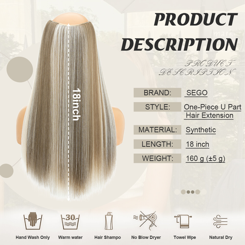 One Piece THICK 100% Real Natural Clip in Hair Extensions 3/4 Full Head as human