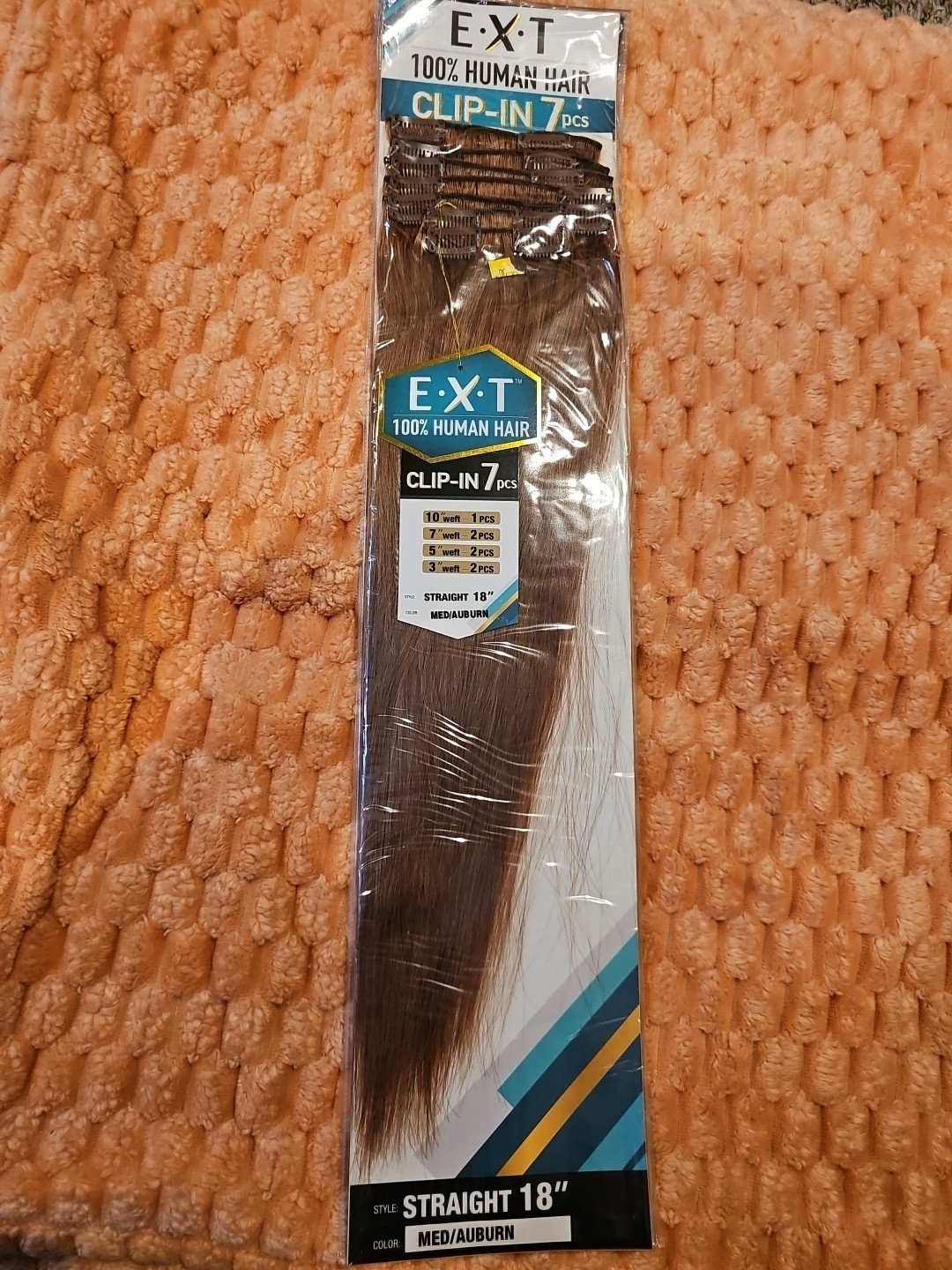 E.X.T 100% Human Hair Clip-in Straight 18″ extensions Red-Copper
