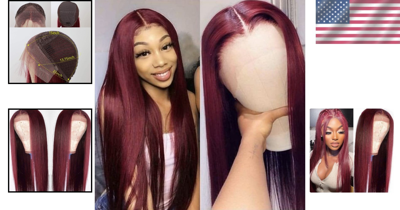 Glueless 99J Burgundy Long Straight Wigs – Versatile Heat Resistant Fiber Hair