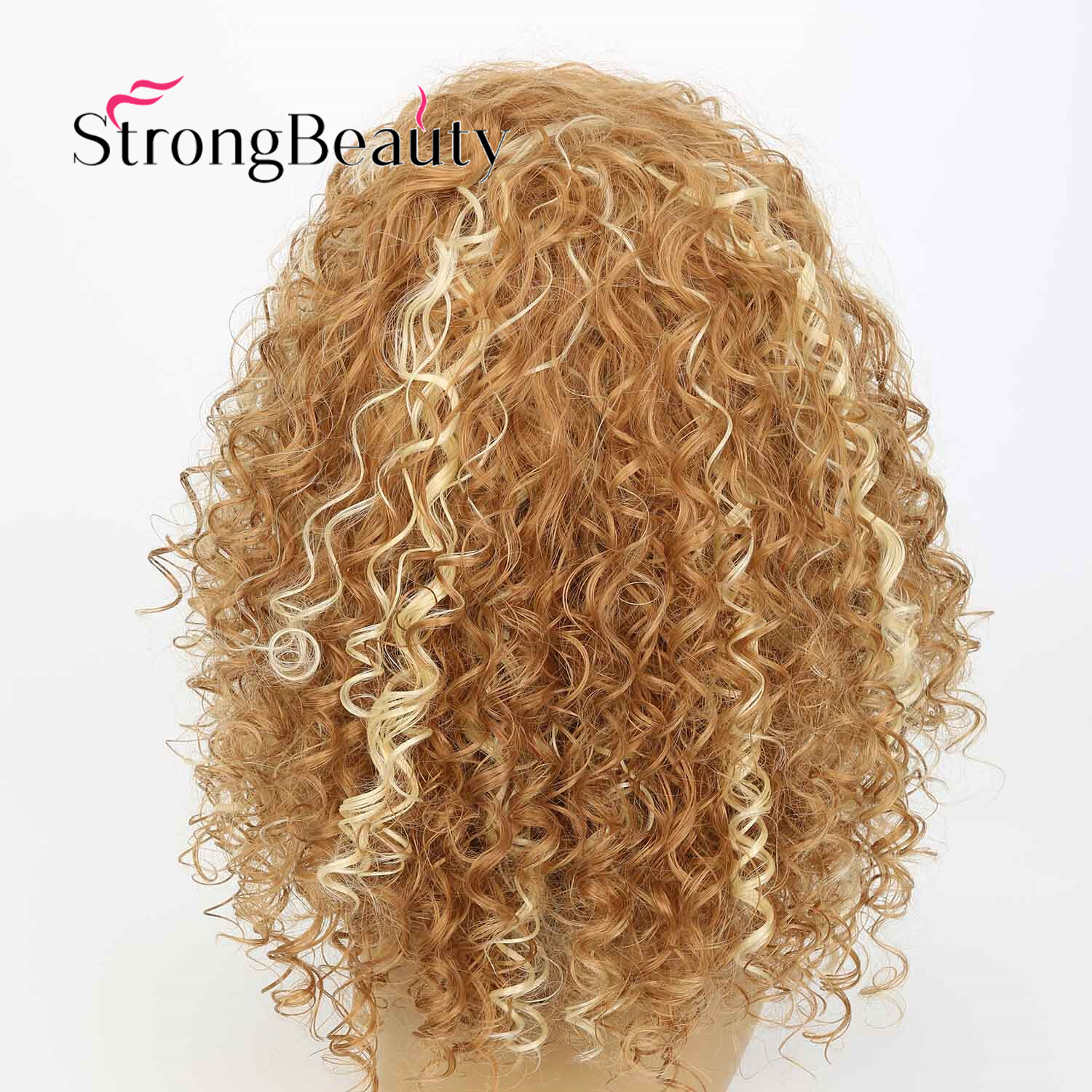 Afro Curly Wig Mix Blonde Color Black Women Synthetic Long Wigs High Temperature