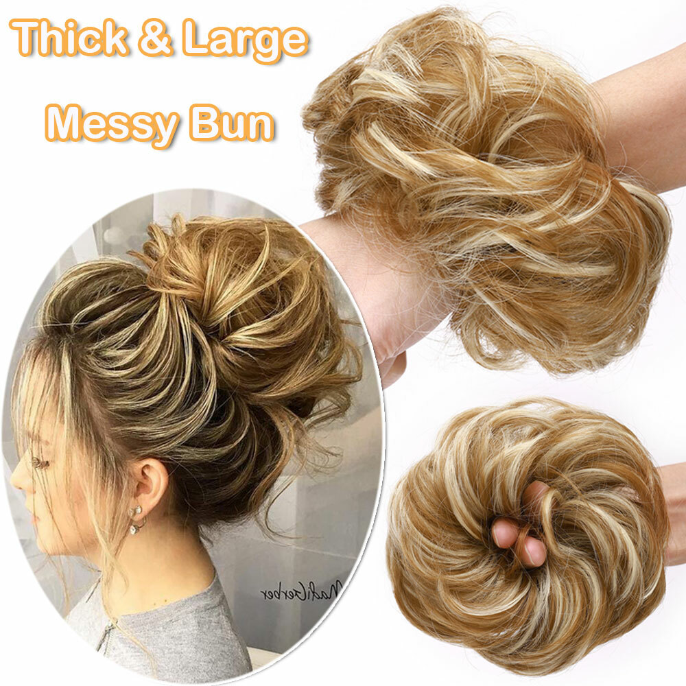 Synthetic Curly Hair Extensions Hairpiece Bun Updo Scrunchie Pony Tail As Human