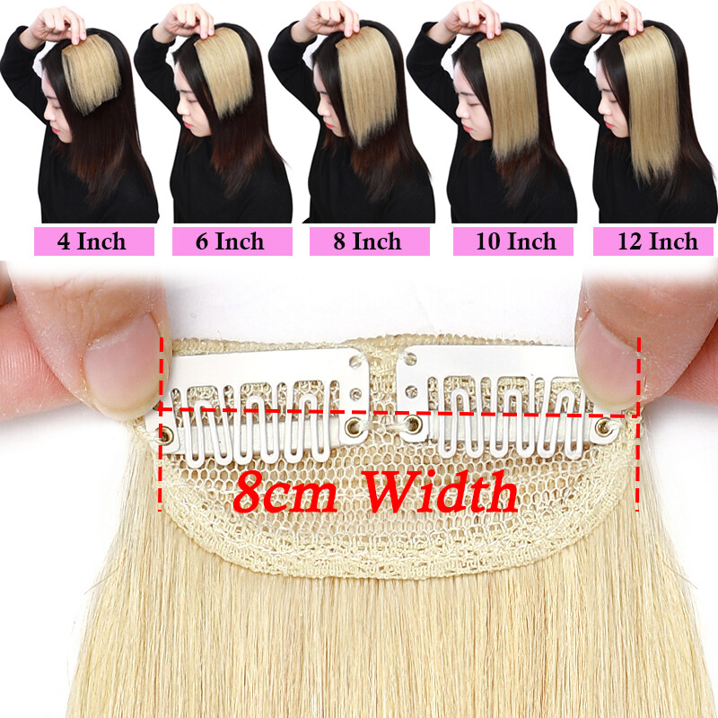 Thick Hairpad Topper Base Short Clip In Real Human Hair Extensions One Hairpiece