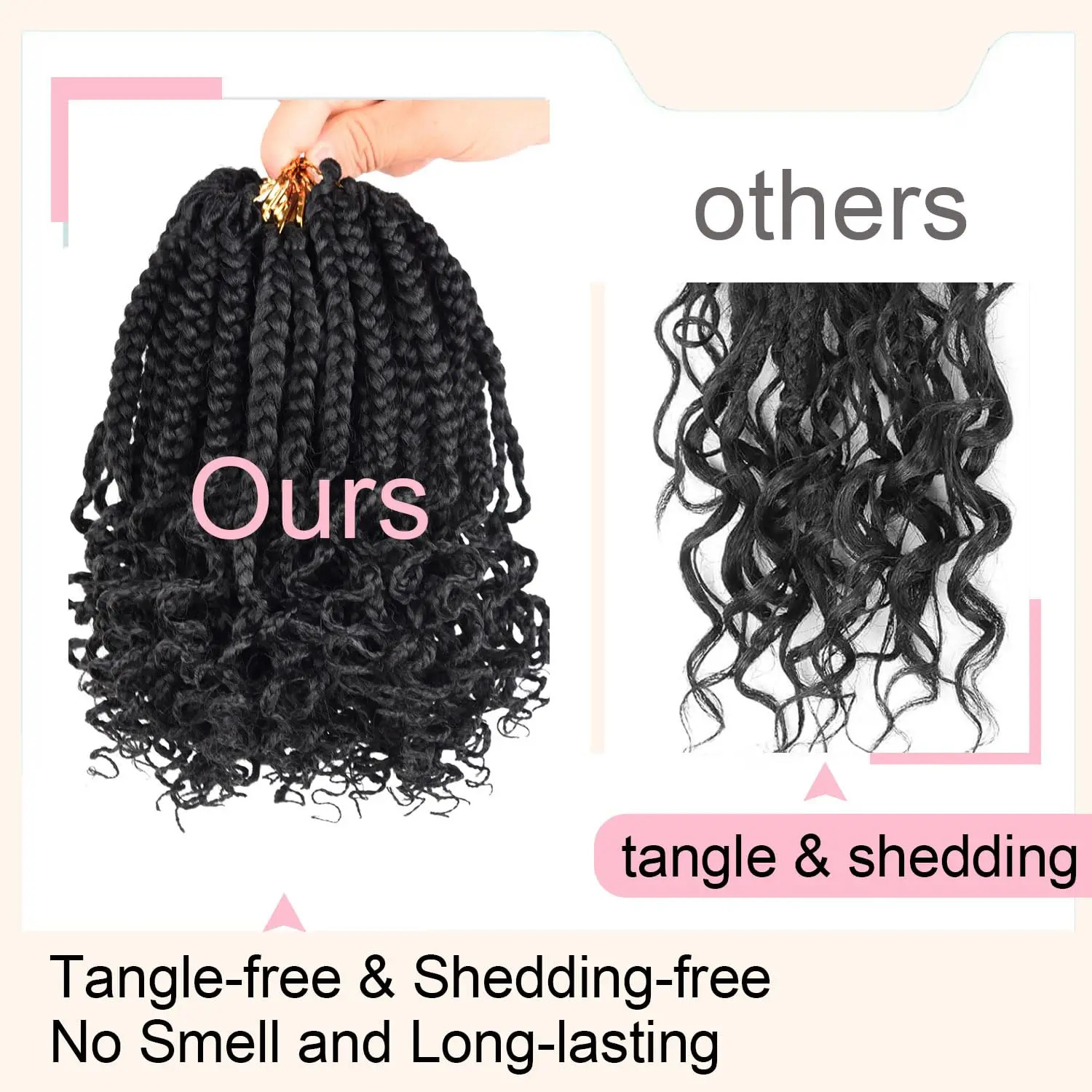 Pre Looped 3X Box Braids Crochet Hair Soft Curly Ends Extensions for Black Women