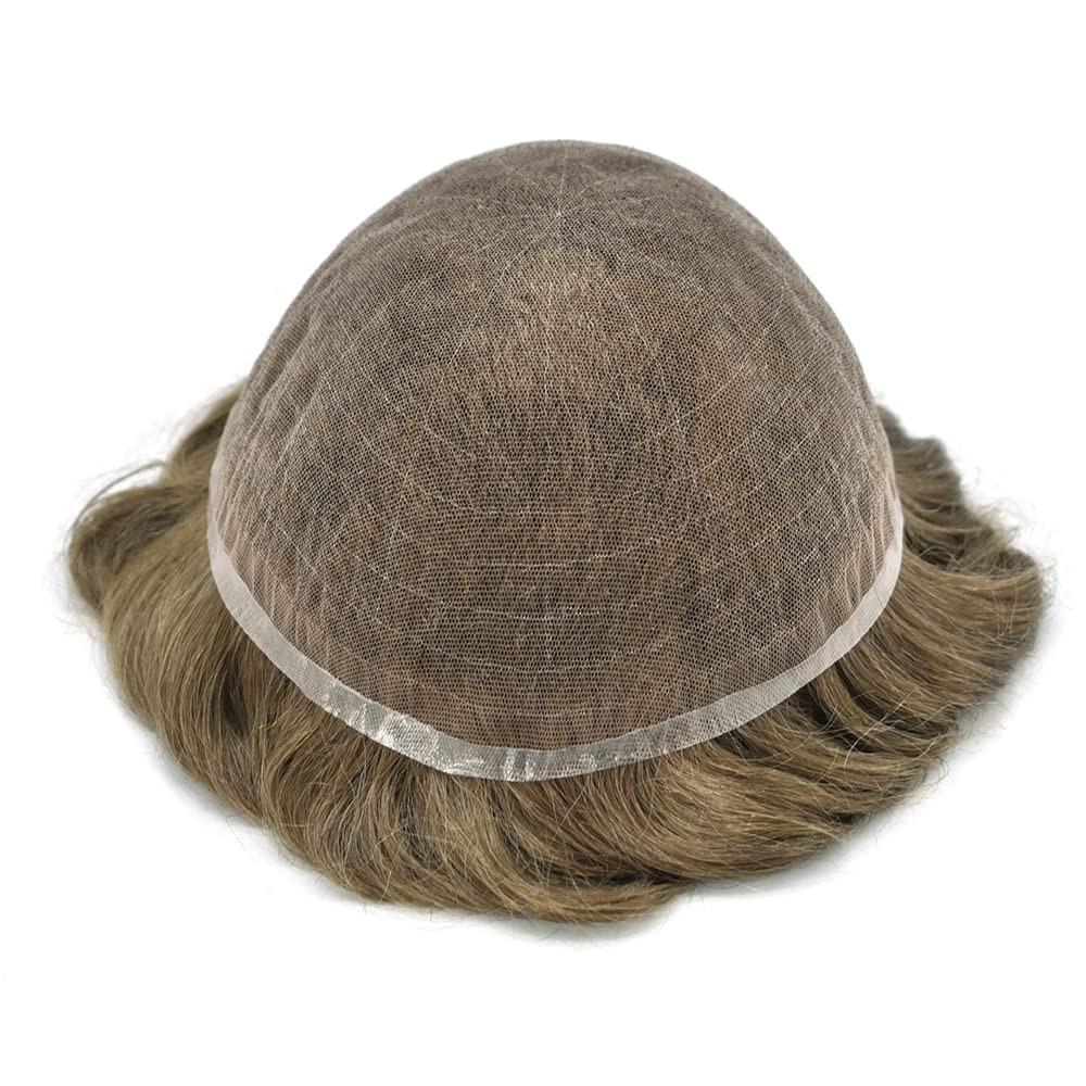 Full SWISS LACE Basement Wig Human Hair Replacement SystemMens Toupee Hairpiece