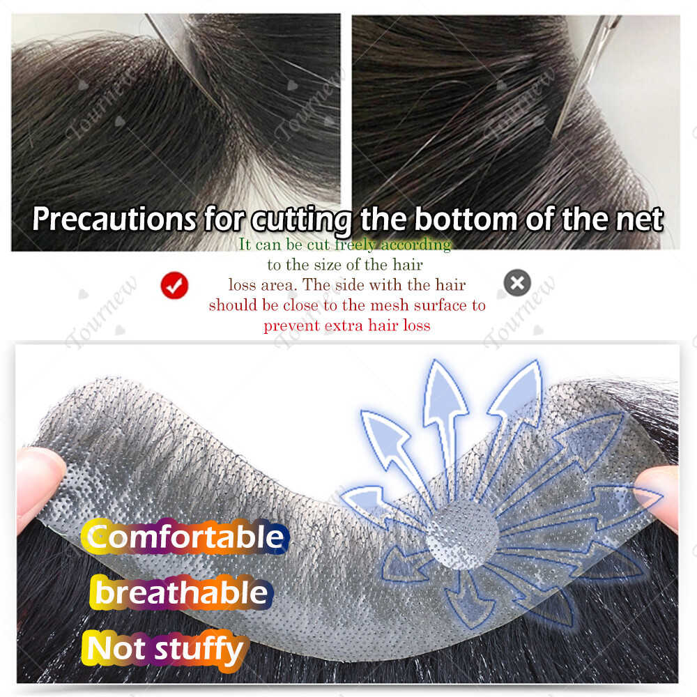 Invisible Men’s Hair Replacement System Toupee Hairpiece Front Lace Silk Skin US
